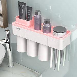 Magnetic Adsorption Toothbrush Holder Inverted Cup Wall Mount Bathroom Cleanser Storage Rack Bathroom Accessories Set