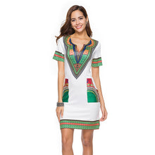 Load image into Gallery viewer, Sexy V Neck Patchwork African Print Mini Dresses