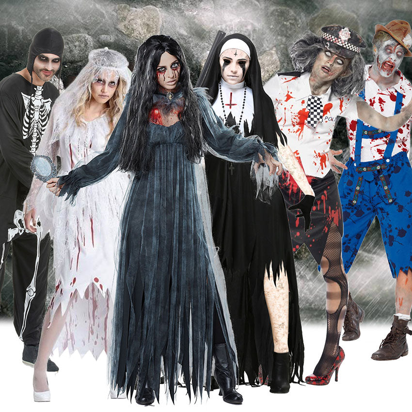 Women Ghost Bride Costume Zombie Halloween Cosplay Party Fancy Dress for  Ladies