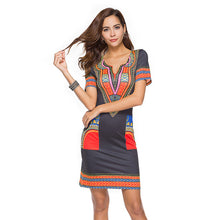 Load image into Gallery viewer, Sexy V Neck Patchwork African Print Mini Dresses
